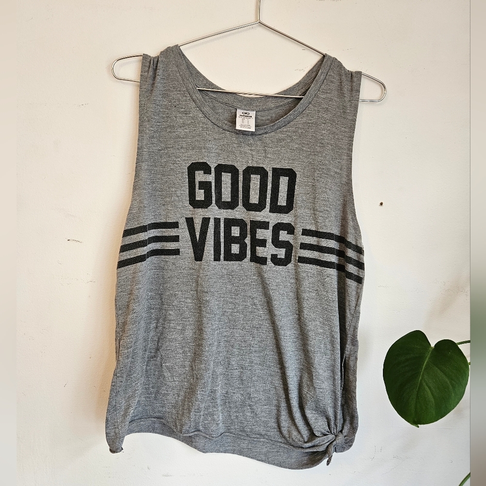 Gray Muscle Tee with Bold Black Print